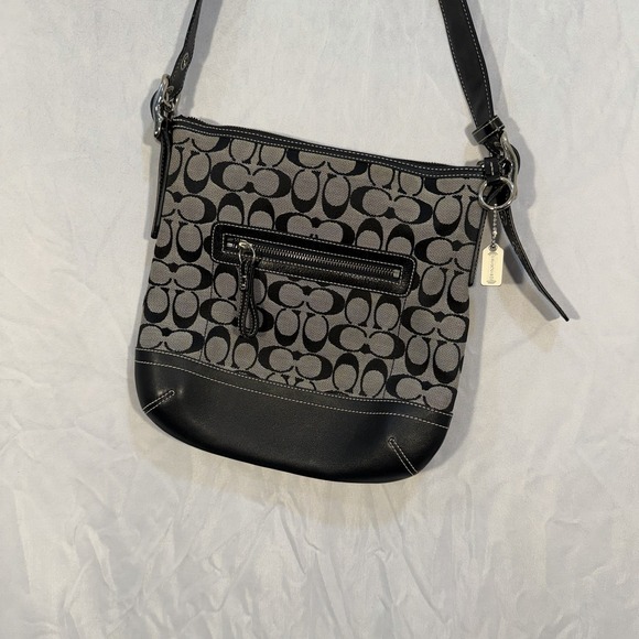 Coach Handbags - Coach Signature Soft Slim Duffle Shoulder Bag Gray & Black Y2K Crossbody 9362
